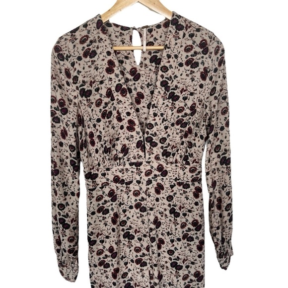 Free People Some Like It Hot Floral Boho Long Sleeve Flare Leg Jumpsuit Size 4 - Picture 6 of 13